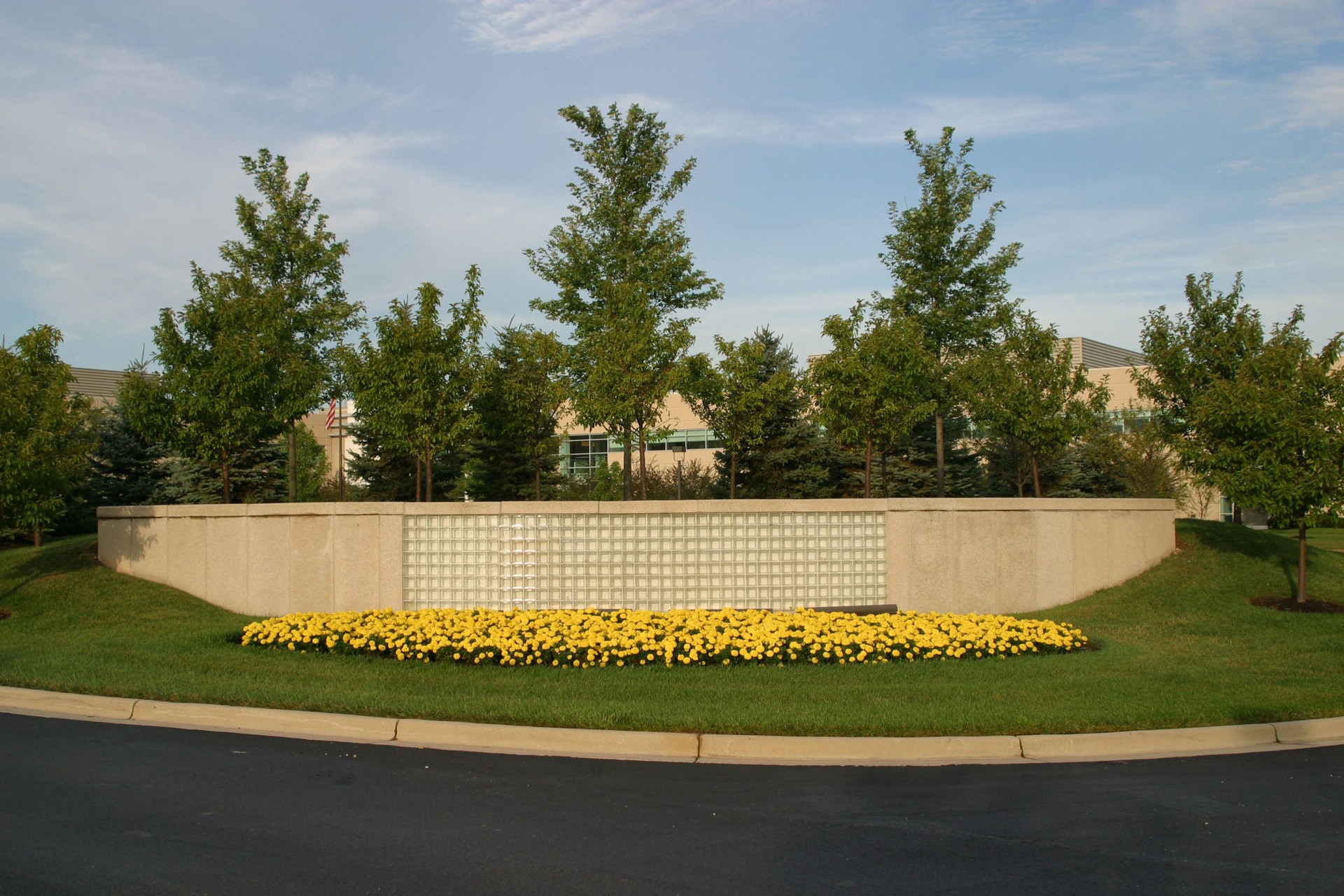 Blank Corporate Sign with Flowers, Landscaping